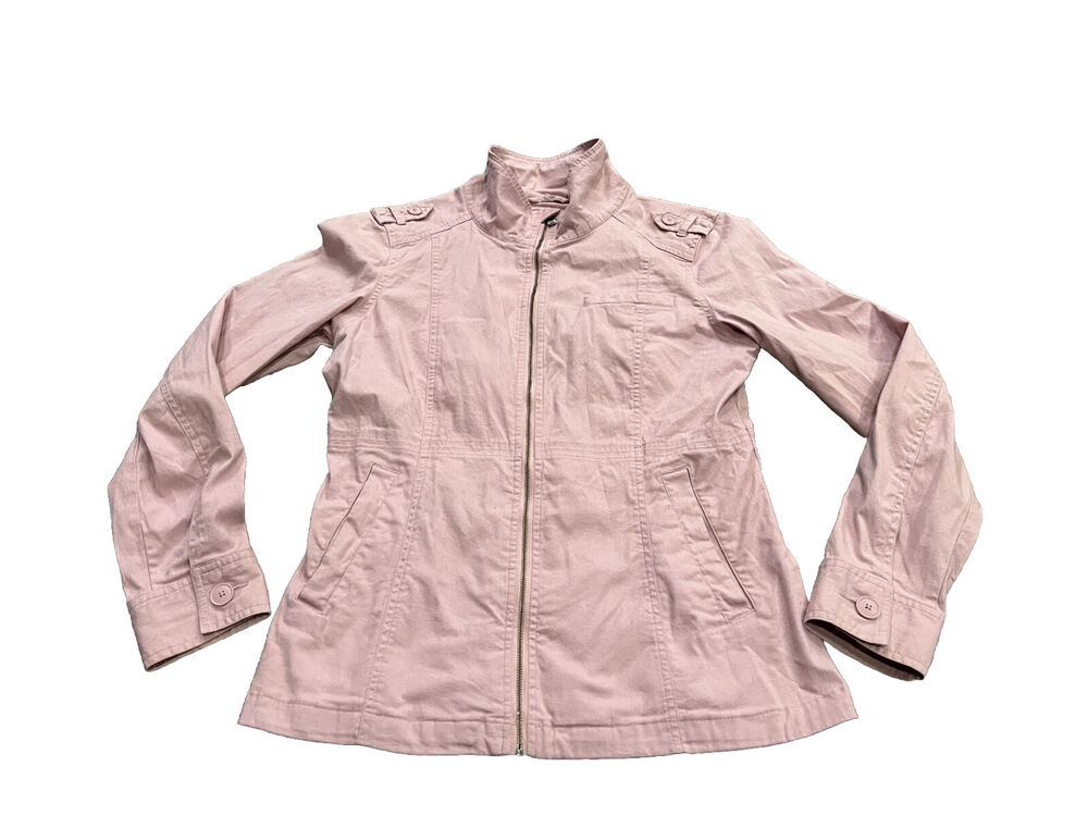 prAna Womens Purple Pink Mayve Full Zip Soft Canvas Utility Jacket Size M MEDIUM